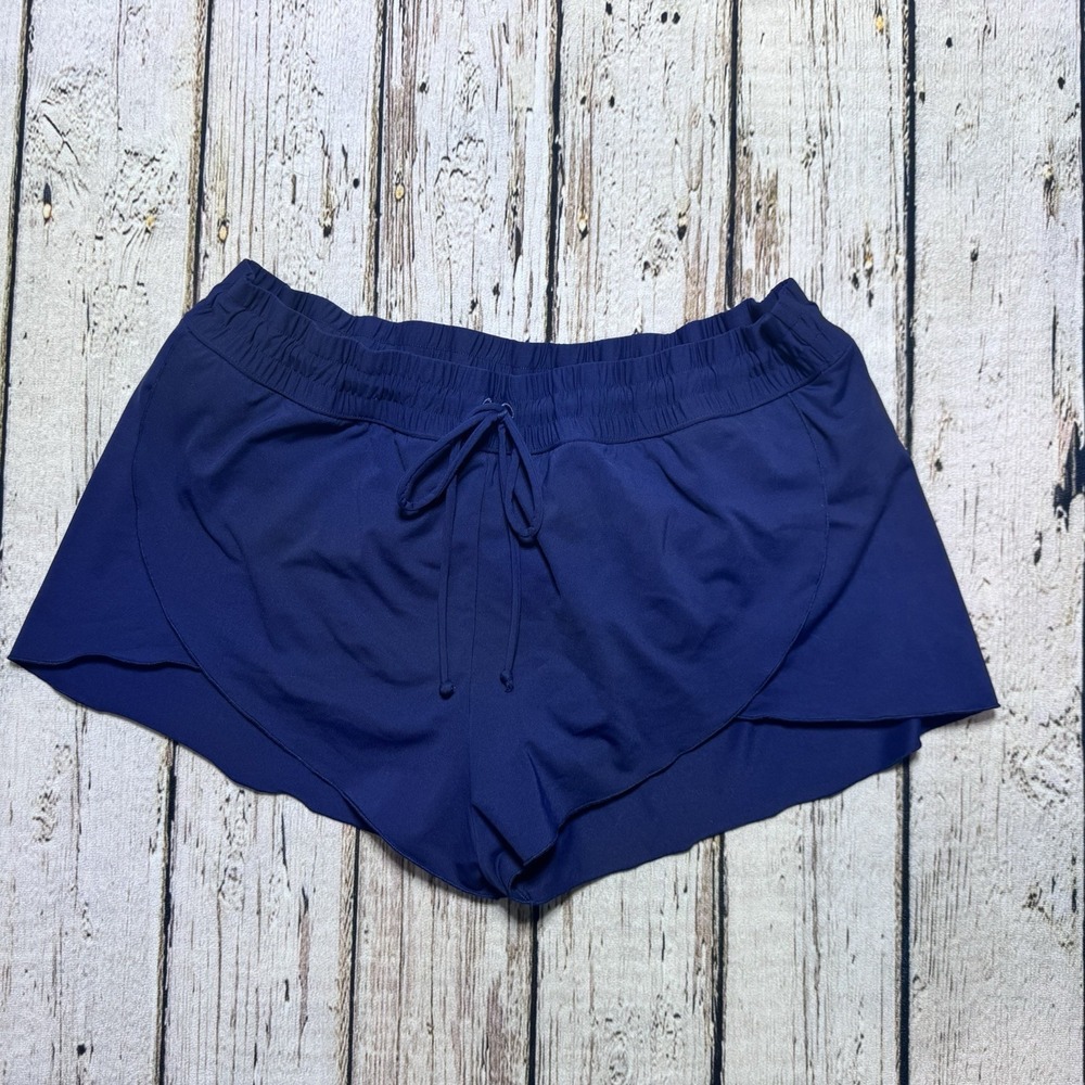 Athleta Blue Swim Shorts Lined Bottoms Womens Large Drawstring Nylon Beach